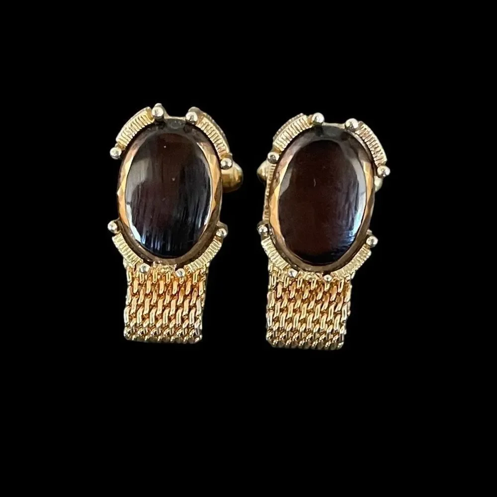 Vintage MCM SWANK Gold Tone Mesh Wrap Around Men’s Cufflinks Bronze Moonglow